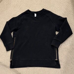 Varley Black Sweater with Gold Side Zippers